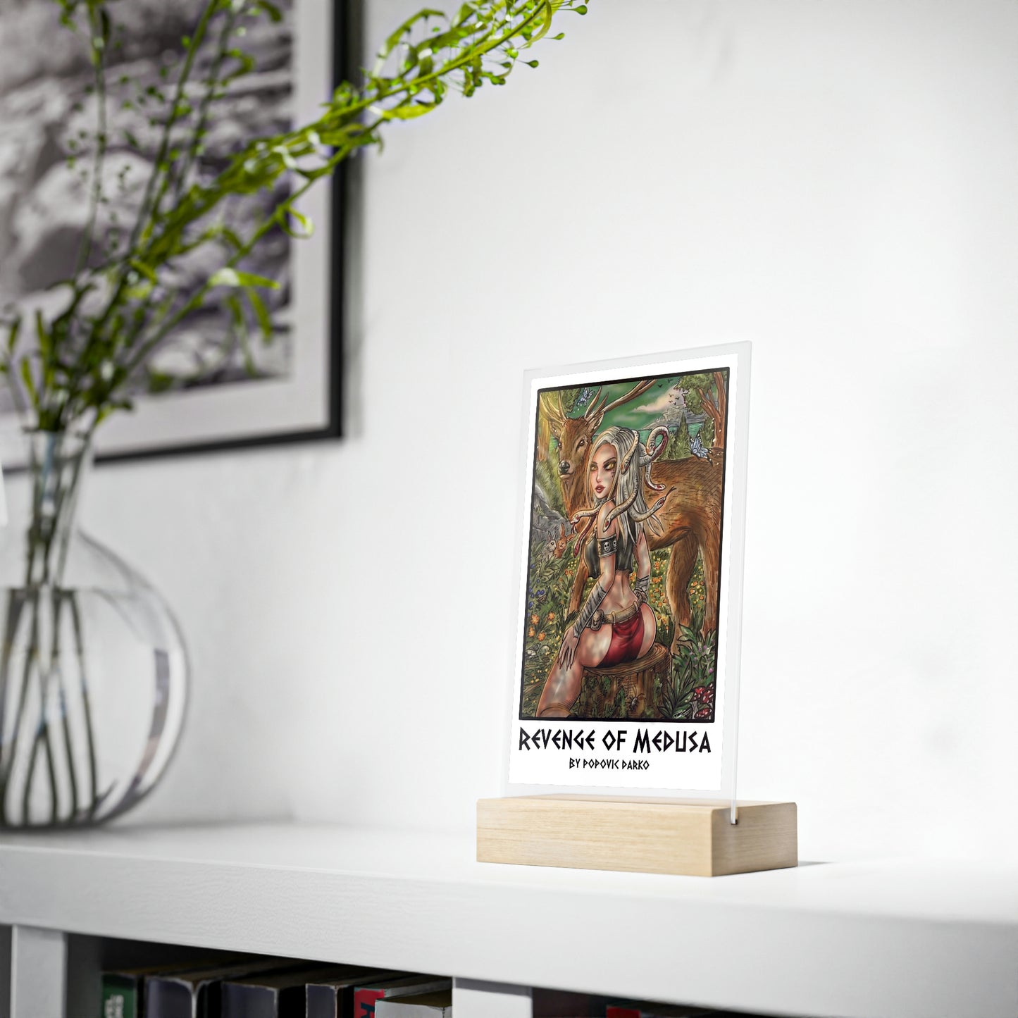 Medusa forest - Acrylic Sign with Wooden Stand