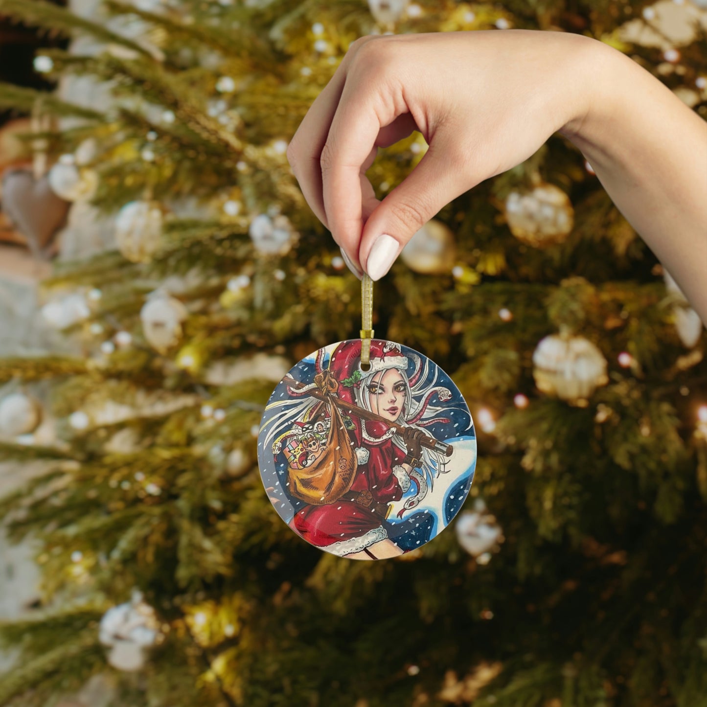 Medusa Santa - Glass Ornament