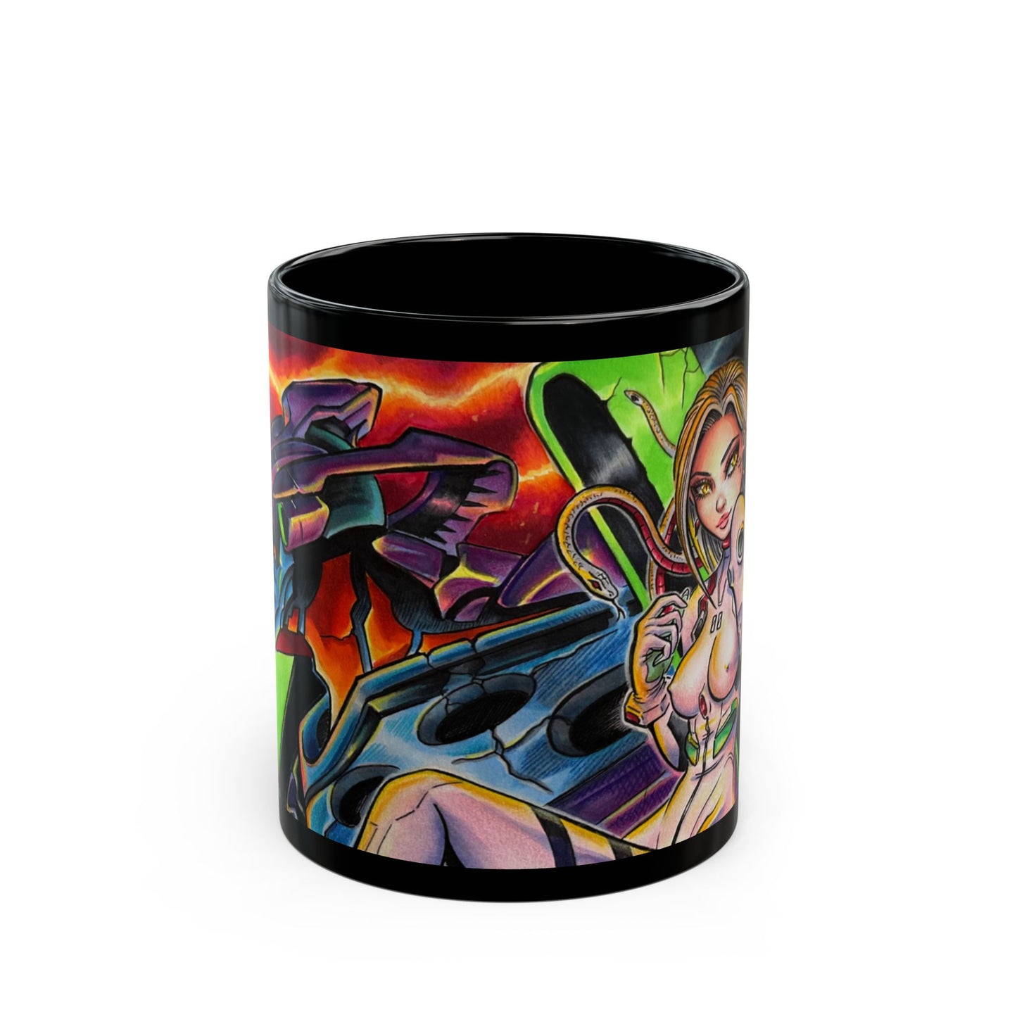 Medusa and Robot - Black Mug
