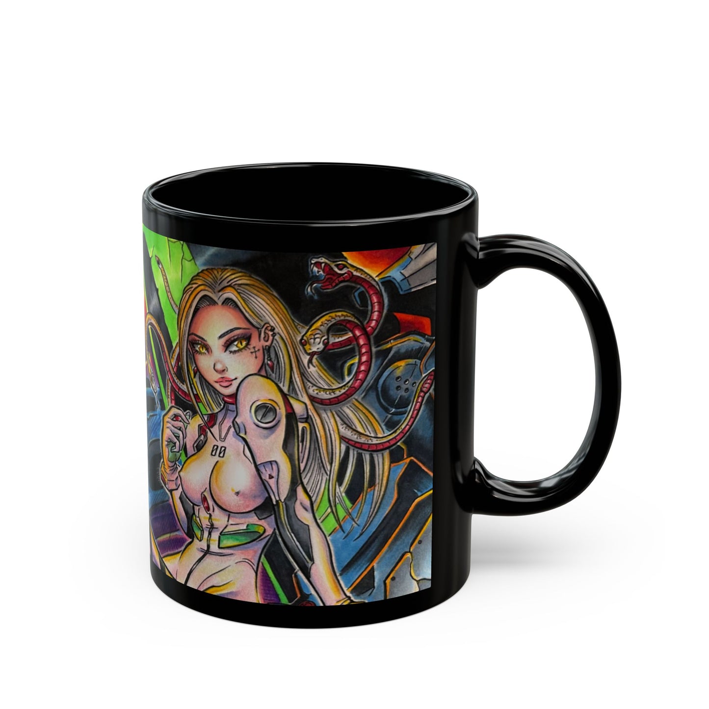 Medusa and Robot - Black Mug