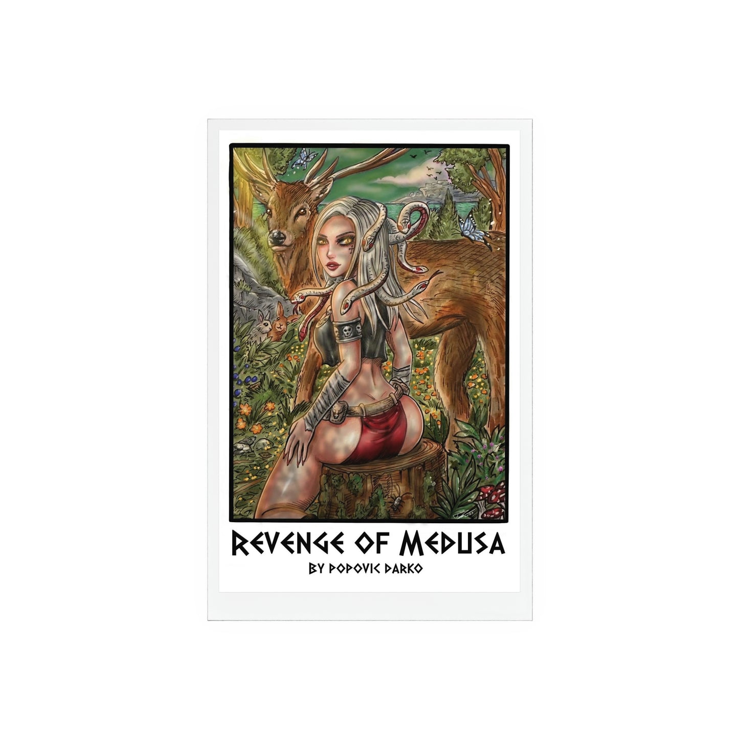 Medusa forest - Acrylic Sign with Wooden Stand