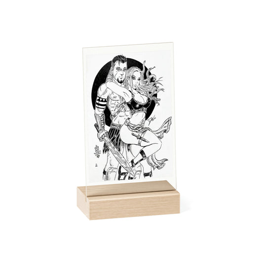 Medusa & Stavros - Acrylic Sign with Wooden Stand