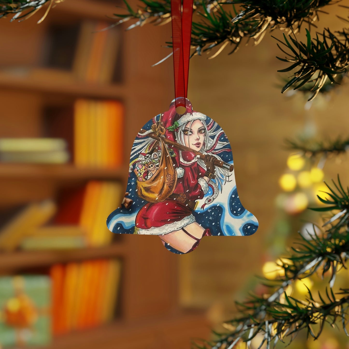 Medusa Santa Metal Ornament