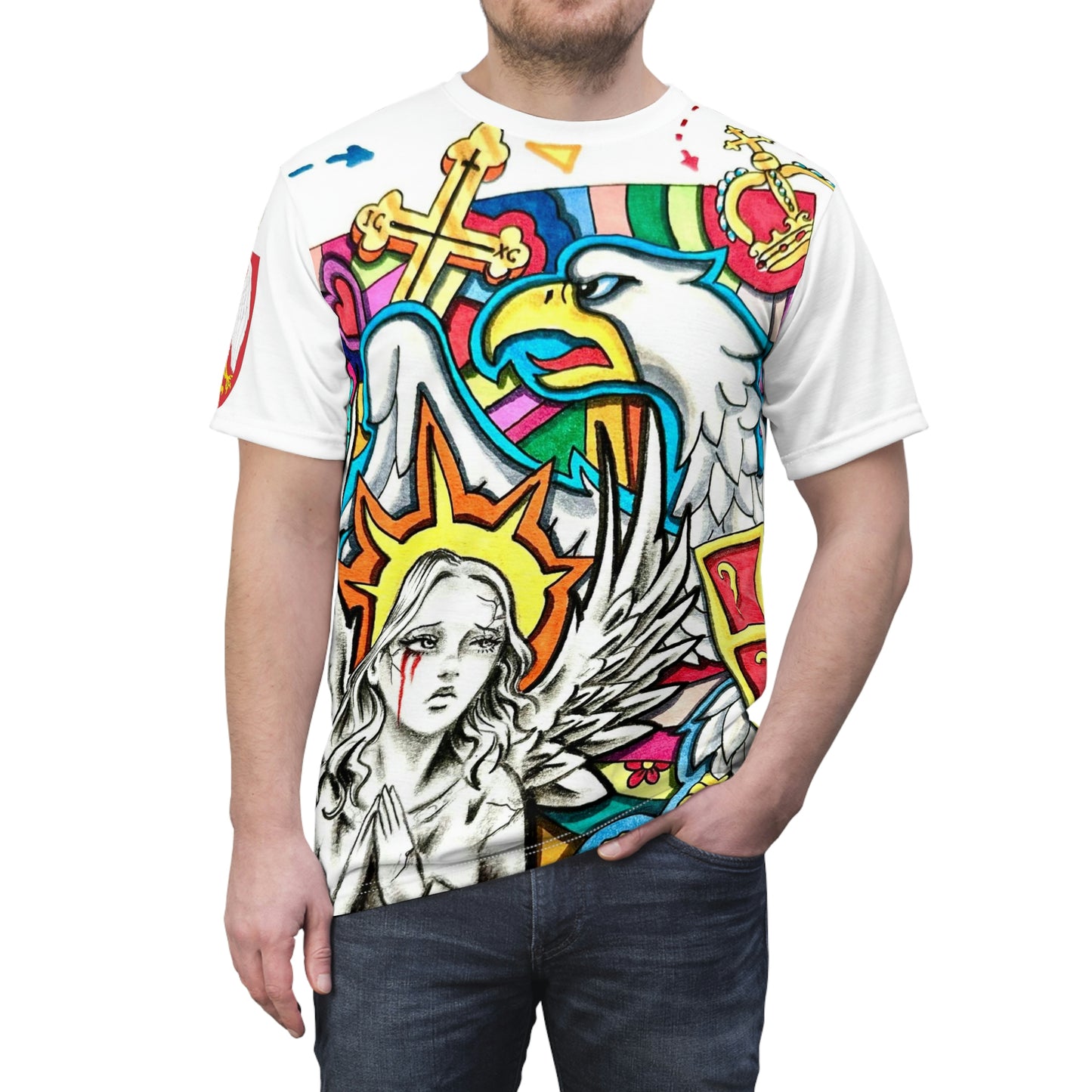 Serbian Angel - Unisex Cut & Sew T-Shirt