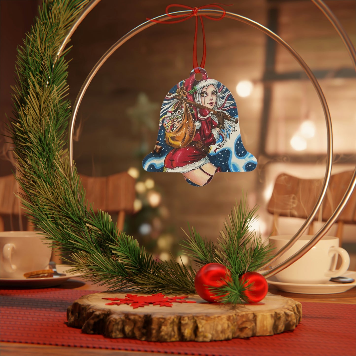 Medusa Santa Metal Ornament