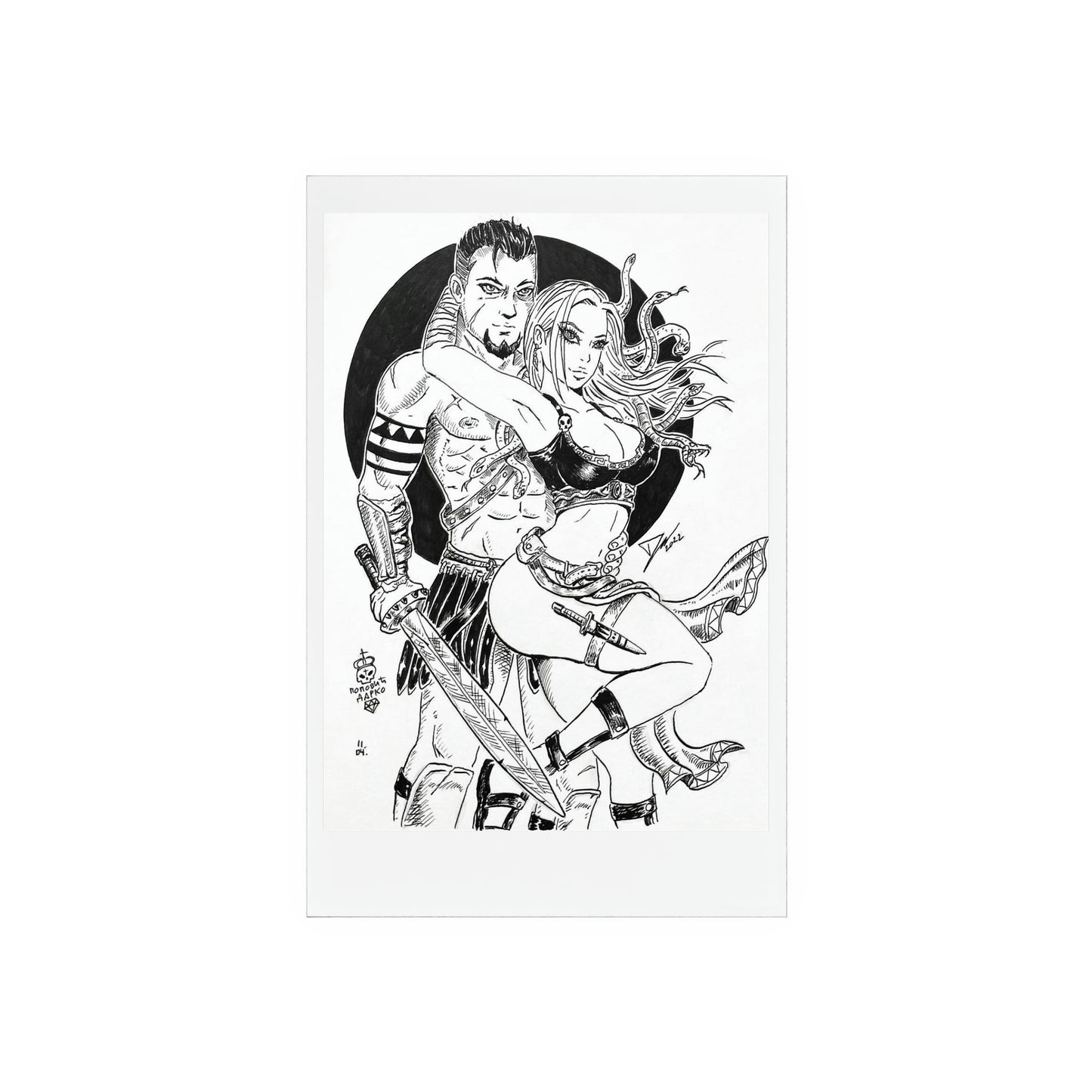 Medusa & Stavros - Acrylic Sign with Wooden Stand