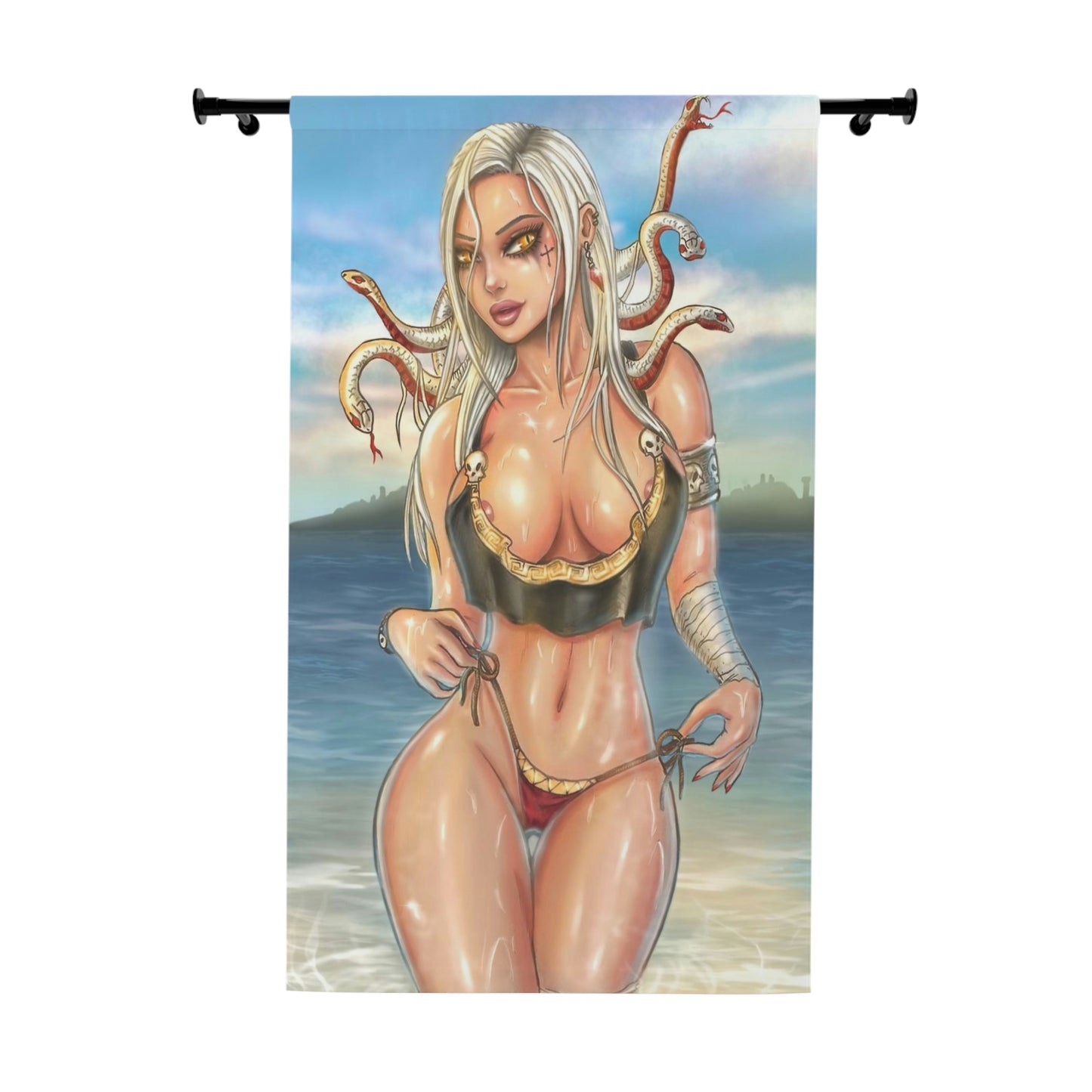 Medusa greek sea - Window Curtains (1 Piece)