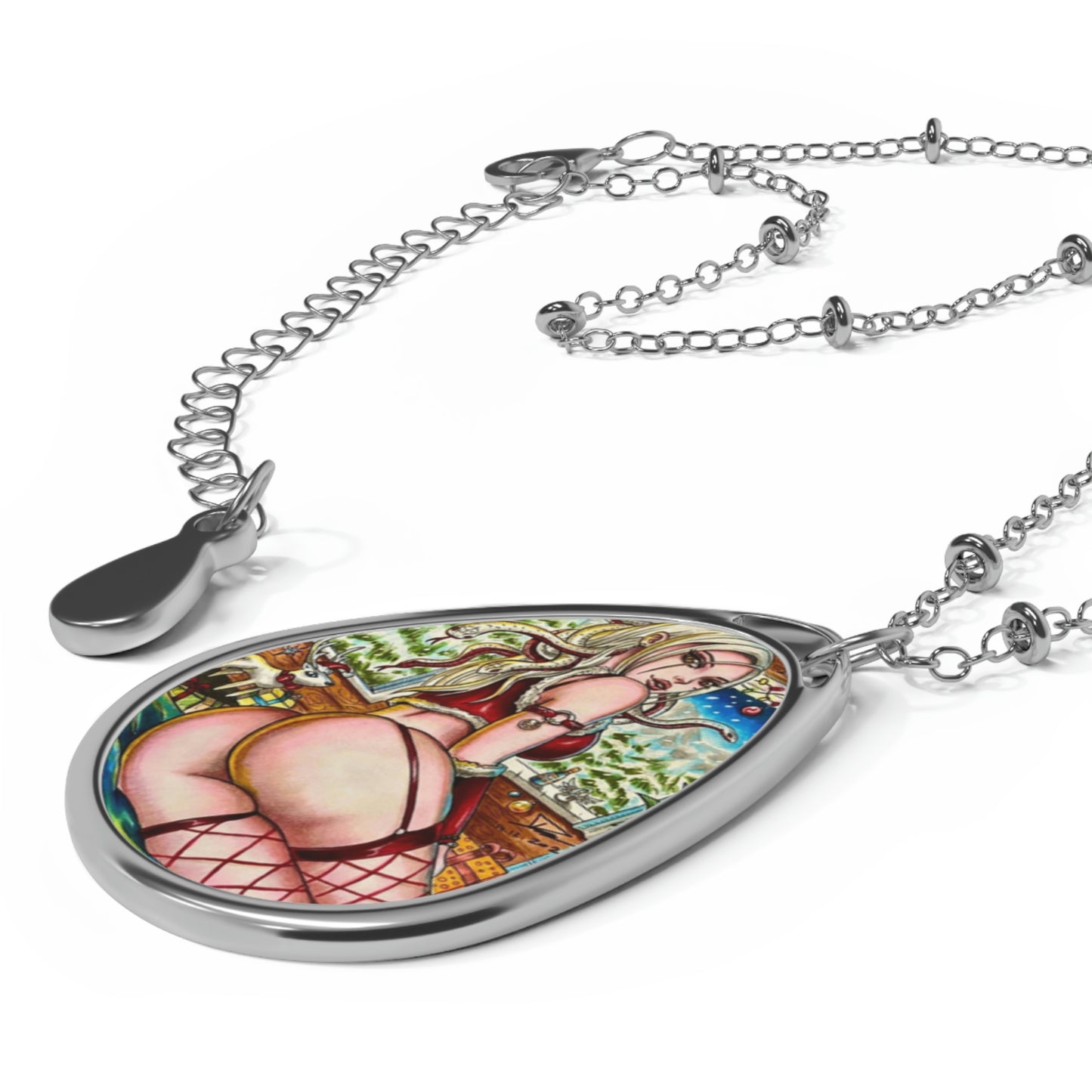 Medusa Christmas - Oval Necklace