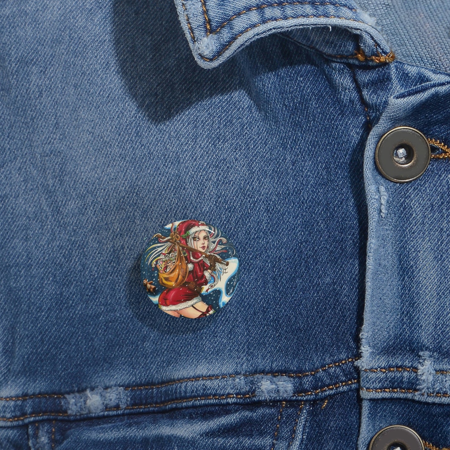 Medusa Santa - Round Pins