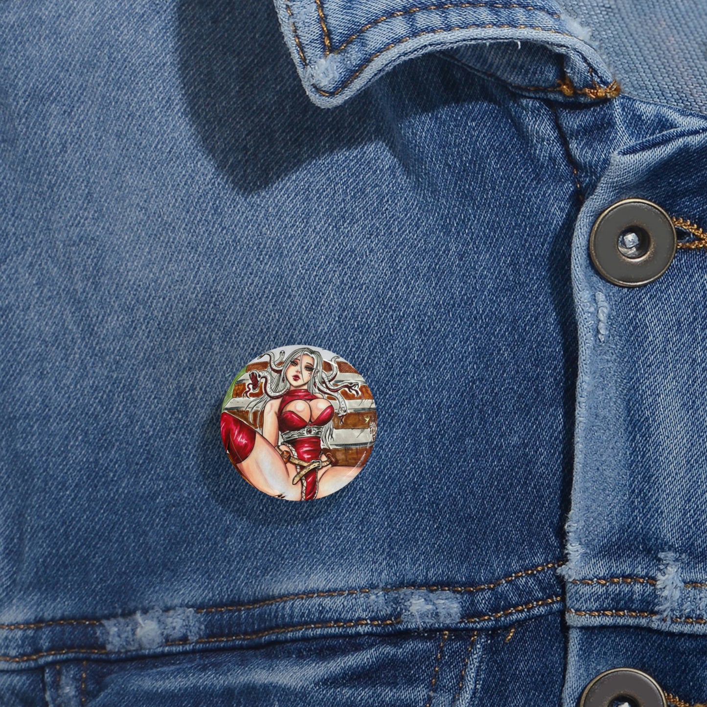 Medusa Red Dress - Round Pins