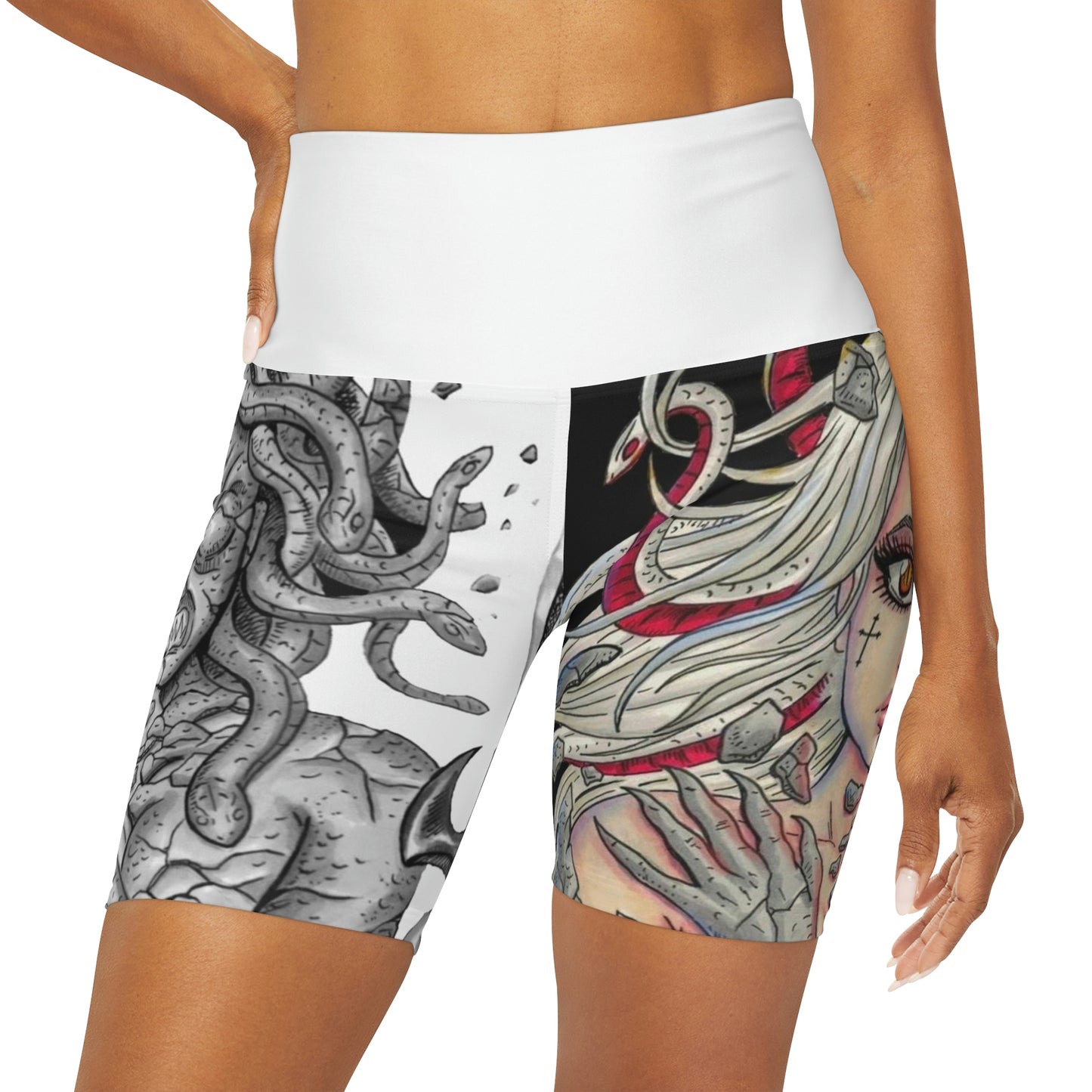 Medusa - High Waisted Yoga Shorts