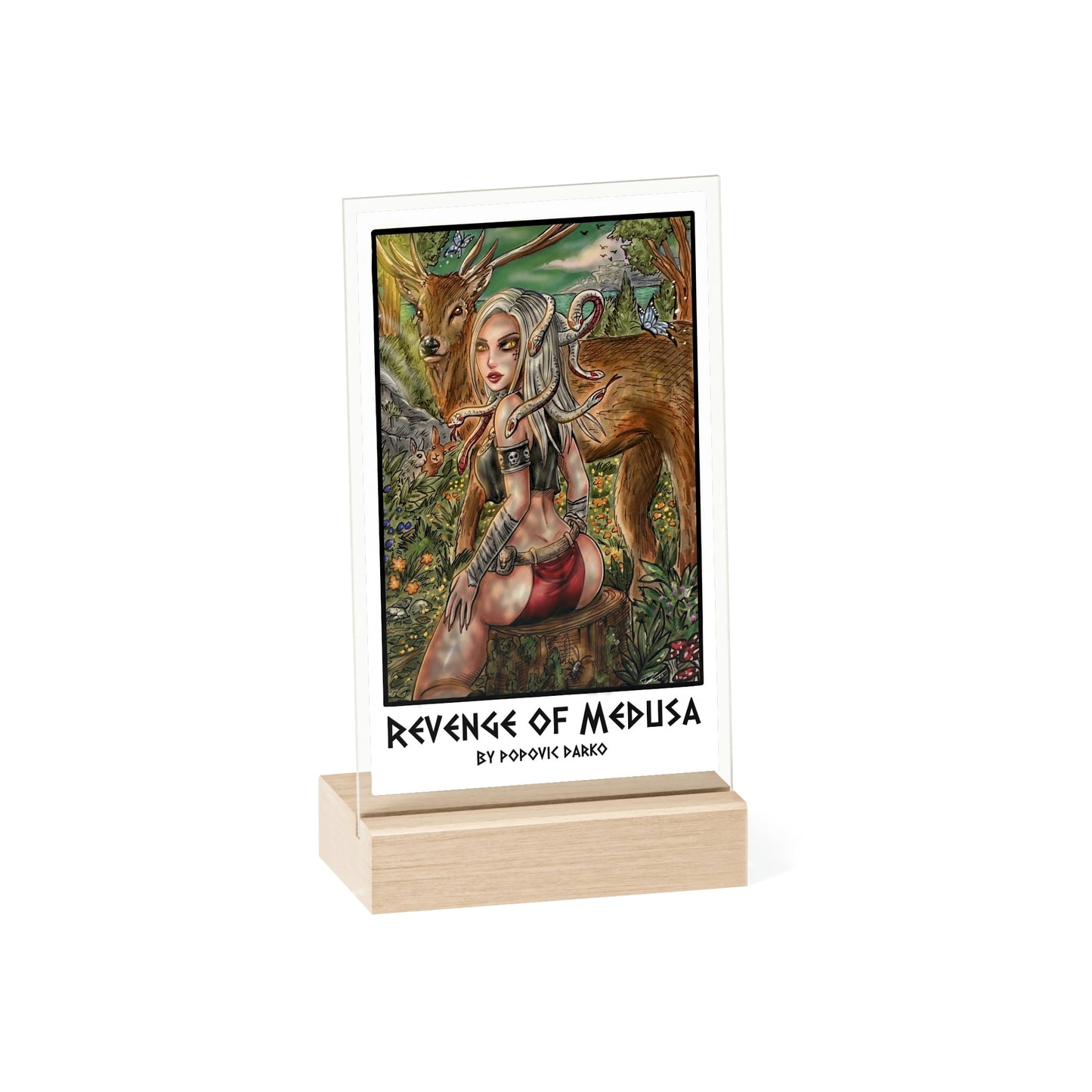 Medusa forest - Acrylic Sign with Wooden Stand
