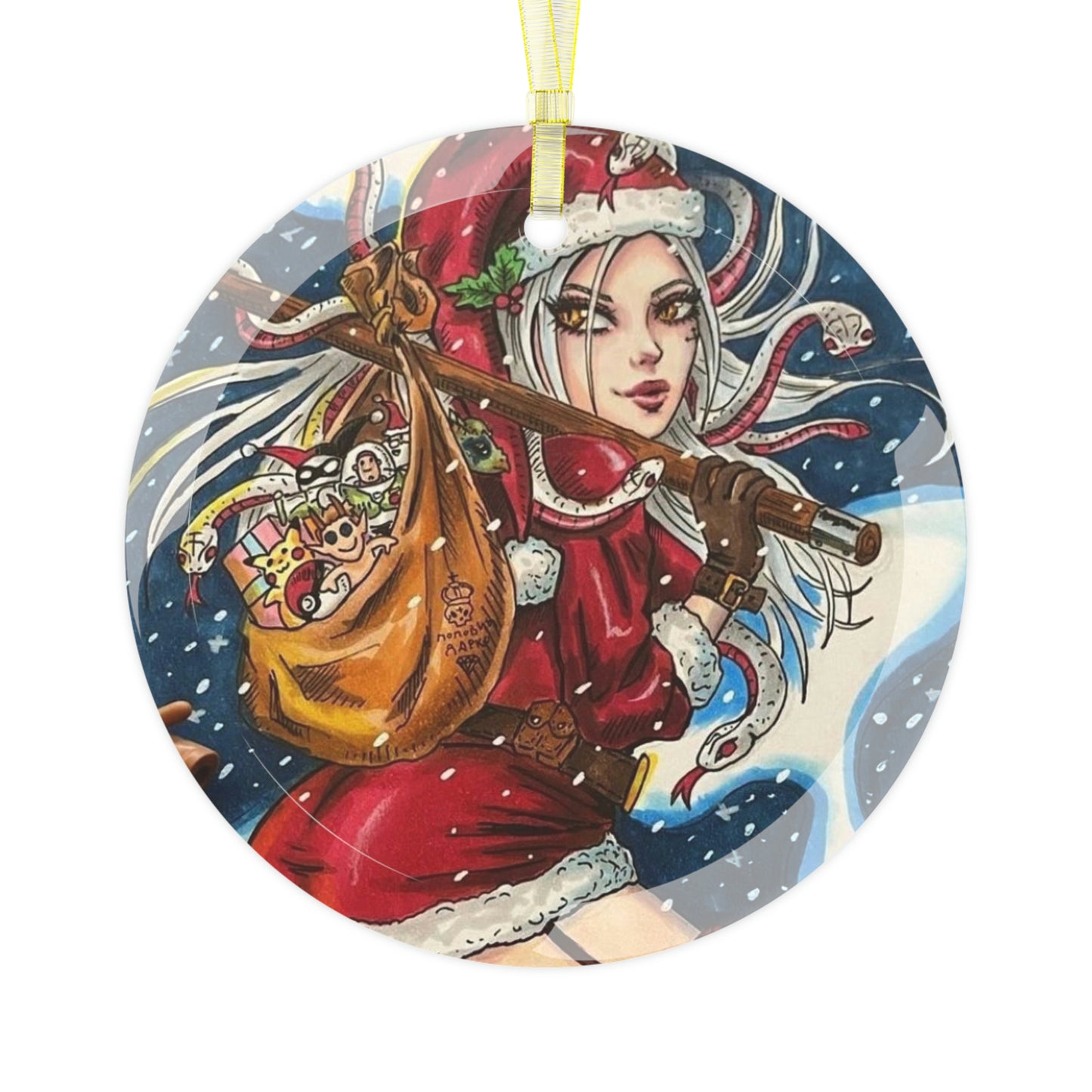 Medusa Santa - Glass Ornament